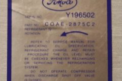 Air Cond. Compressor Dekal Lincoln 1960-61