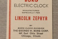 Borg Clock Inst. Booklet Lincoln Zephyr 1937-41