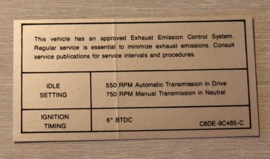 Emission Dekal Mercury 302-2V 1968-69