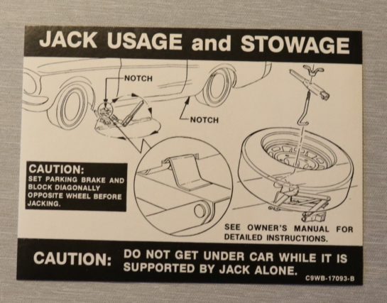 Jack Instruction Dekal Cougar (Styled Wheel) 1969