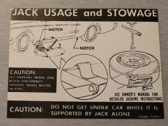 Jack Instruction Dekal Cougar 1969