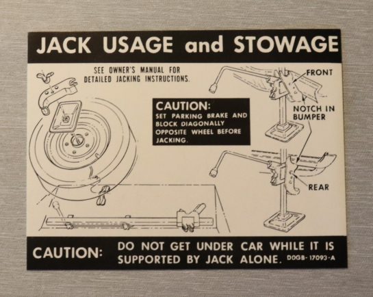 Jack Instruction Dekal Montego 1970-71