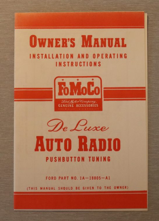 Deluxw Radio Owners Manual Ford 1951