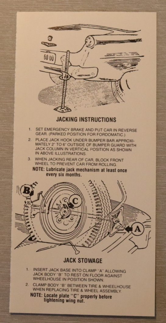Jack Instruction Dekal Ford 1954-56