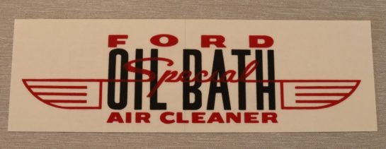 Oil Bath Air Cleaner Dekal Ford 1955-56