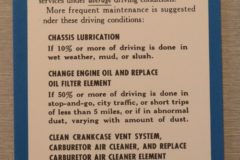 Maintenence Sheet Owners Manual Ford 1955-57