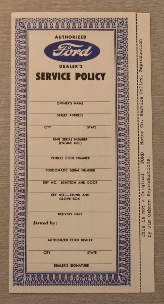 Service Policy Ford 1956