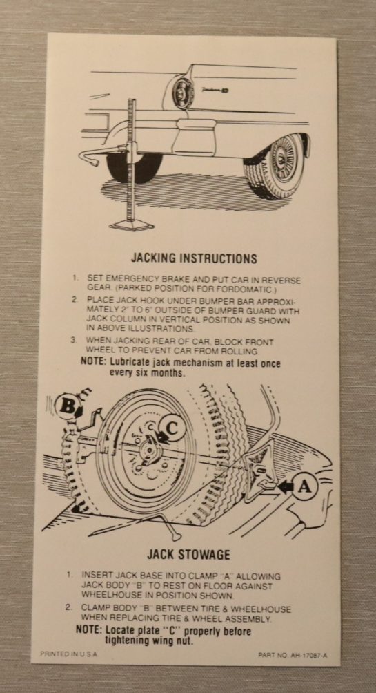 Jack Instruction Dekal Ford ej Skyliner & HGW 1957-58