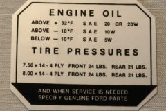 Tire Pressure Dekal Ford 1957-59