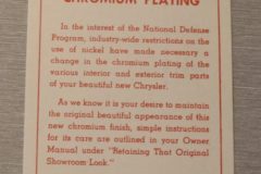 Chrome Care Instruction Chrysler 1940-52