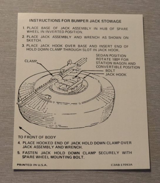 Jack Instruction Dekal Ford Fullsize 1963