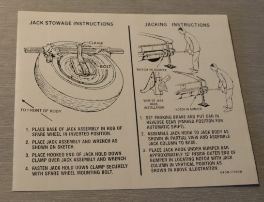 Jack Instruction Dekal Fairlane 1964-65