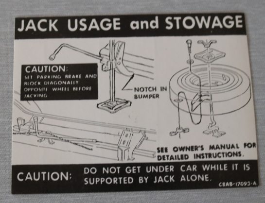 Jack Instruction Dekal Ford Galaxie, LTD 1968