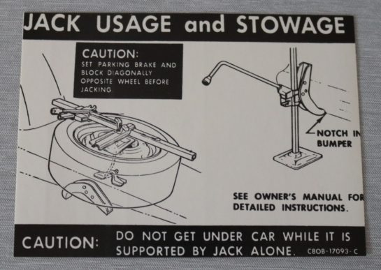 Jack Instruction Dekal Fairlane 1968-69