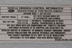 Emission Dekal Ford 351-4V AT/MT 1970