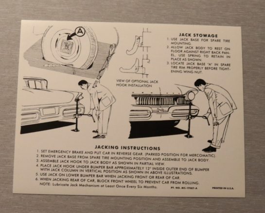 Jack Instruction Mercury 1957