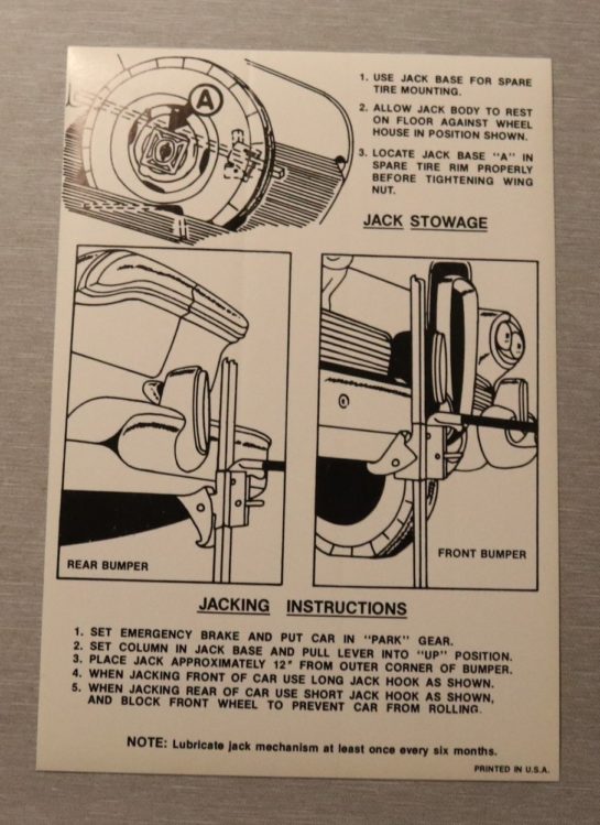 Jack Instruction Dekal Edsel 1958