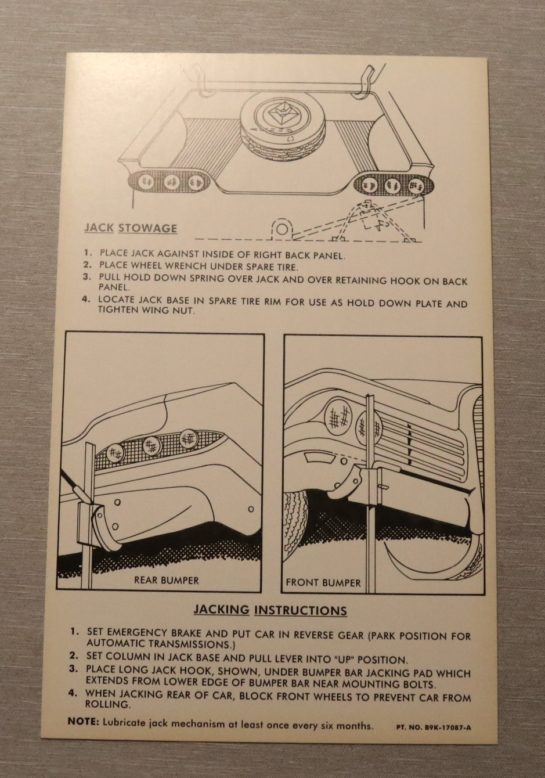 Jack Instruction Edsel 1959