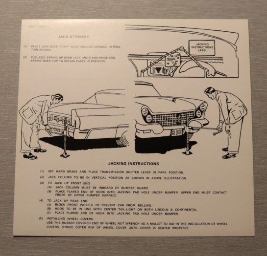 Jack Instruction Lincoln 1960