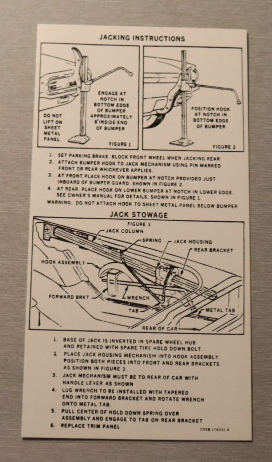 Jack Instruction T-Bird 1965