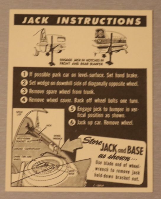 Jack Instruction Dekal Chrysler 1958