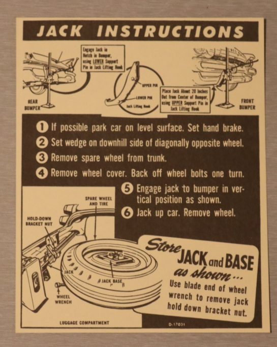 Jack Instruction DeSoto 1959