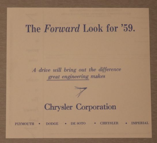 New Car Window Price Sticker Imperial 1959