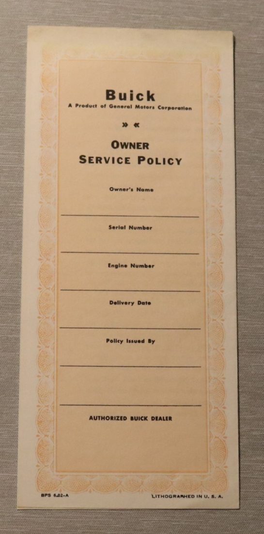 Service Policy Buick 1936-54 Dekal