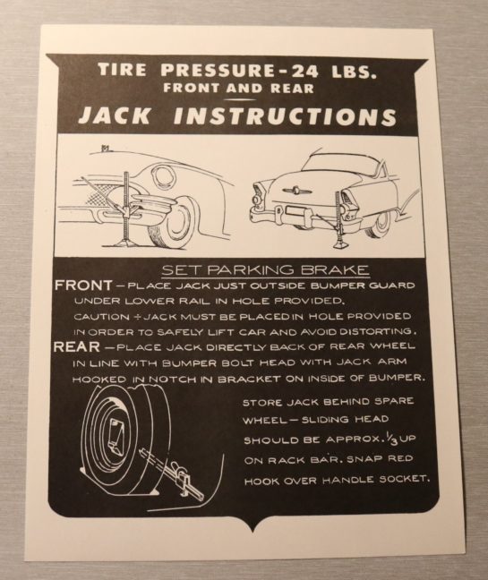 Jack Instruction Buick 1955