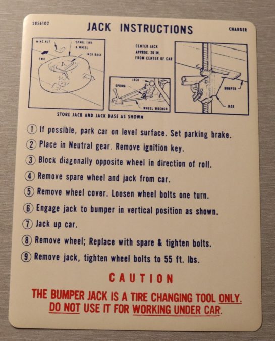 Jack Instruction Charger 1968