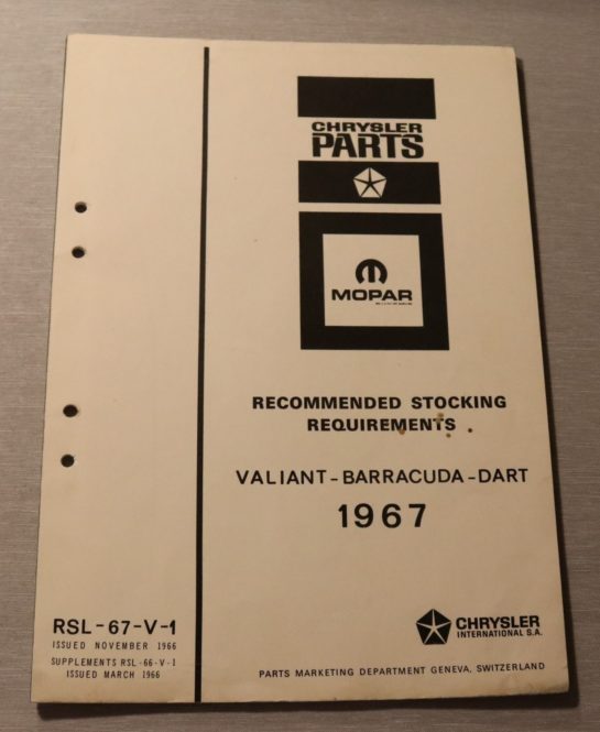 Stocking Requirements 1967 Mopar Abody US Car Parts