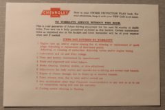 Owners Manual Envelope Chevrolet 1955-62