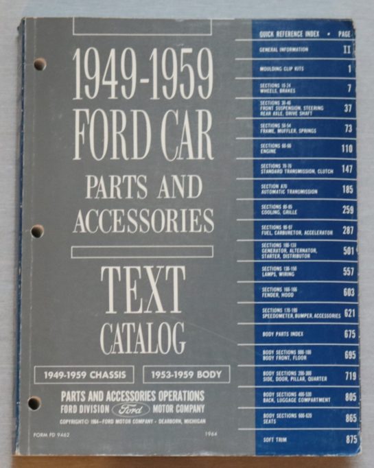Ford Car Parts and Accessories 1949-1959 Text Katalog