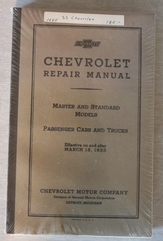 Chevrolet 1933 Repair Manual